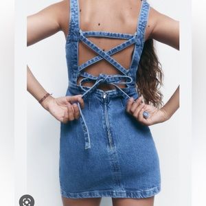 Zara Mini Dress Blue with tie back